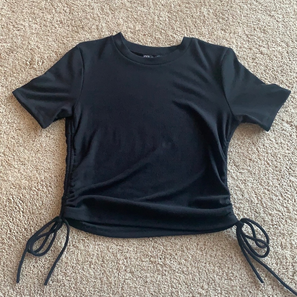 Zara tee with tie sides - black size L